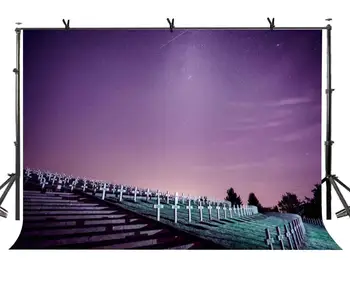 

150x220cm Night Still Cemetery View Backdrop Ultra Violet Color Sky Photography Background Studio Props