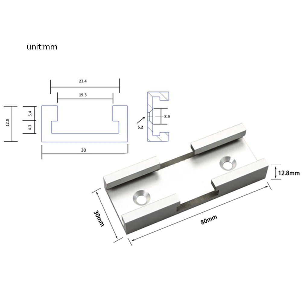 80 мм T-track разъем t-слот направляющая для резки джиг планка для крепления соединителя для стола маршрутизатора