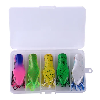

5pcs/set Random Color Ray Frog Fishing Lure With Hook Silicone Durable Fake Bait For Snakehead Bass Pike Pesca Fishing Tackle