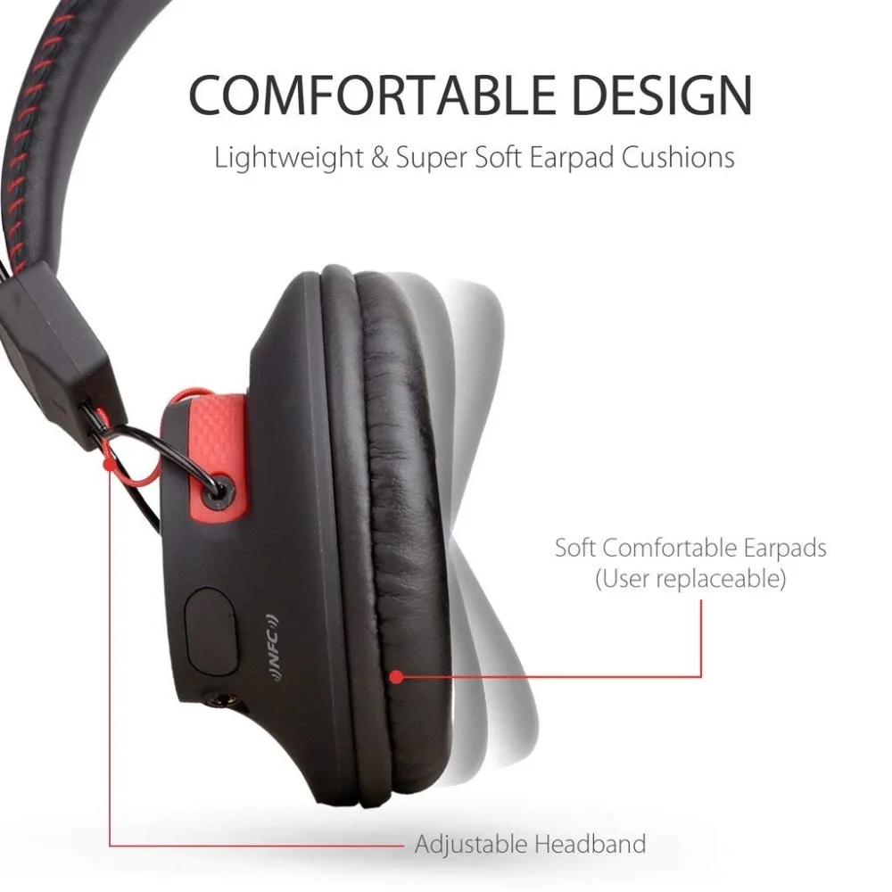 Avantree 40 horas de modo DUAL Bluetooth en la oreja los auriculares con micrófono Super cómodo inalámbrico y cableado aptX de alta fidelidad NFC auriculares - 2