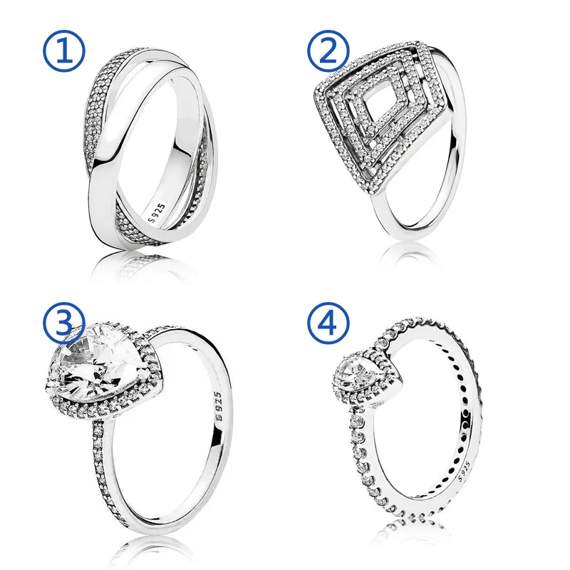 

30% 925 Silver Radiant Teardrop Promise Rings With Crystal For Women Wedding Party Gift Fine Pandora Jewelry