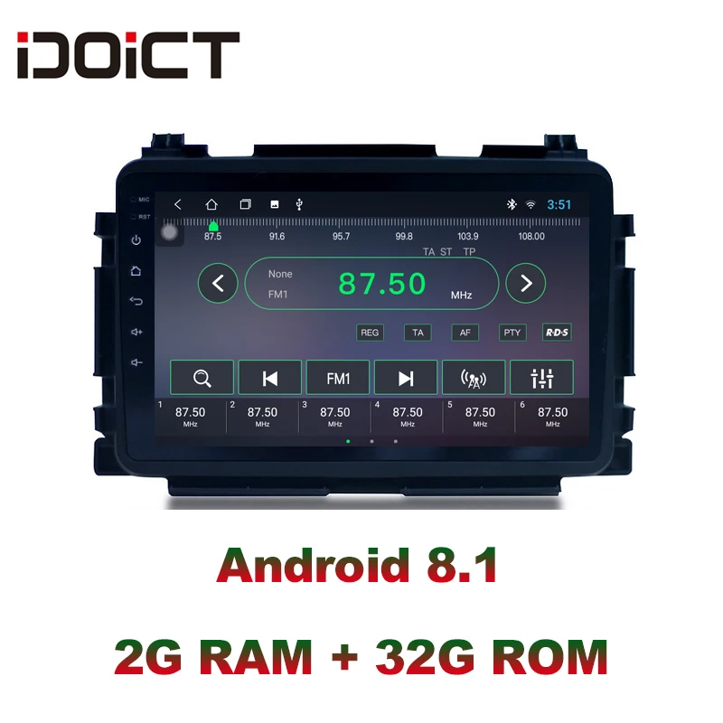 

IDOICT Android 8.1 IPS 2G+32G Car DVD Player GPS Navigation Multimedia For Honda HR-V VEZEL car stereo