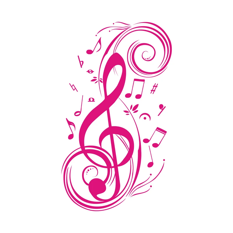 Музыкальные ноты домашний декор музыка наклейки на стену водостойкий Съемный Винил DIY наклейки для гостиной спальни детской комнаты украшение дома - Цвет: Hot Pink