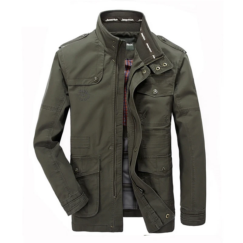 New Plus Size 7XL 8XL Autumn Military Jacket Men Cotton Brand Outwear Multi-pocket Mens Jackets Lon