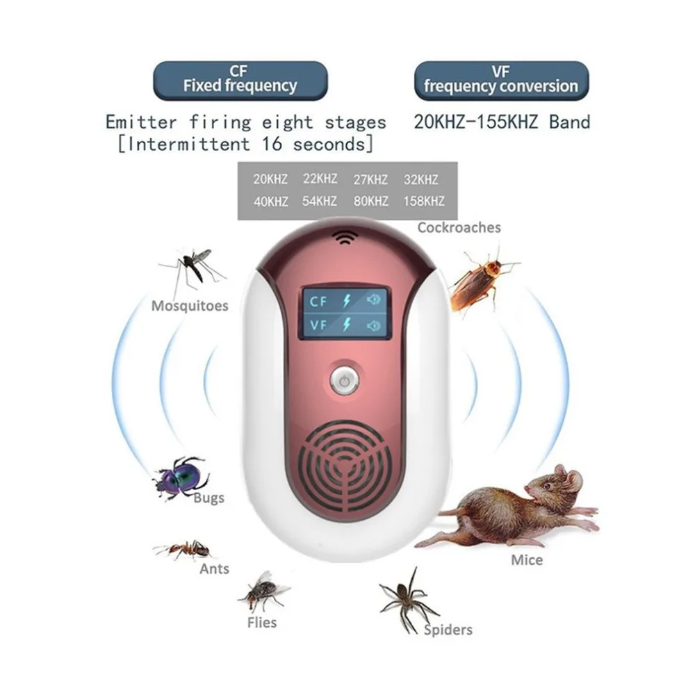 

Electronic Mosquito Killer Pest Control Ultrasonic Pest Repeller Home Rodent Bug Repellent Mole Mice Rejector Killer EU/US/UK