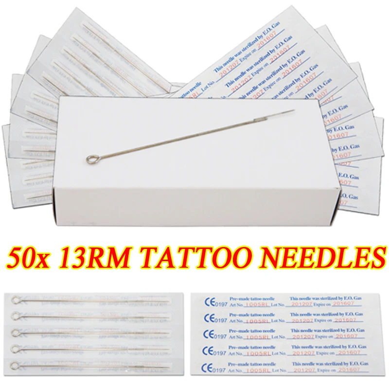 50PCS Tattoo Needles 13RM Disposable Premade Sterilized Tattoo Needles