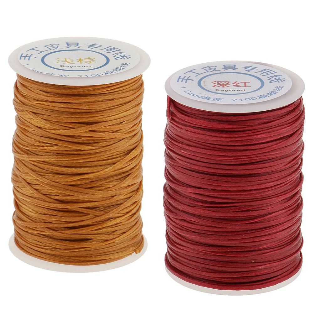 2 Spools Leather Sewing Waxed Thread Spool 1.2mm Flat Polyester Cord LeatherCraft