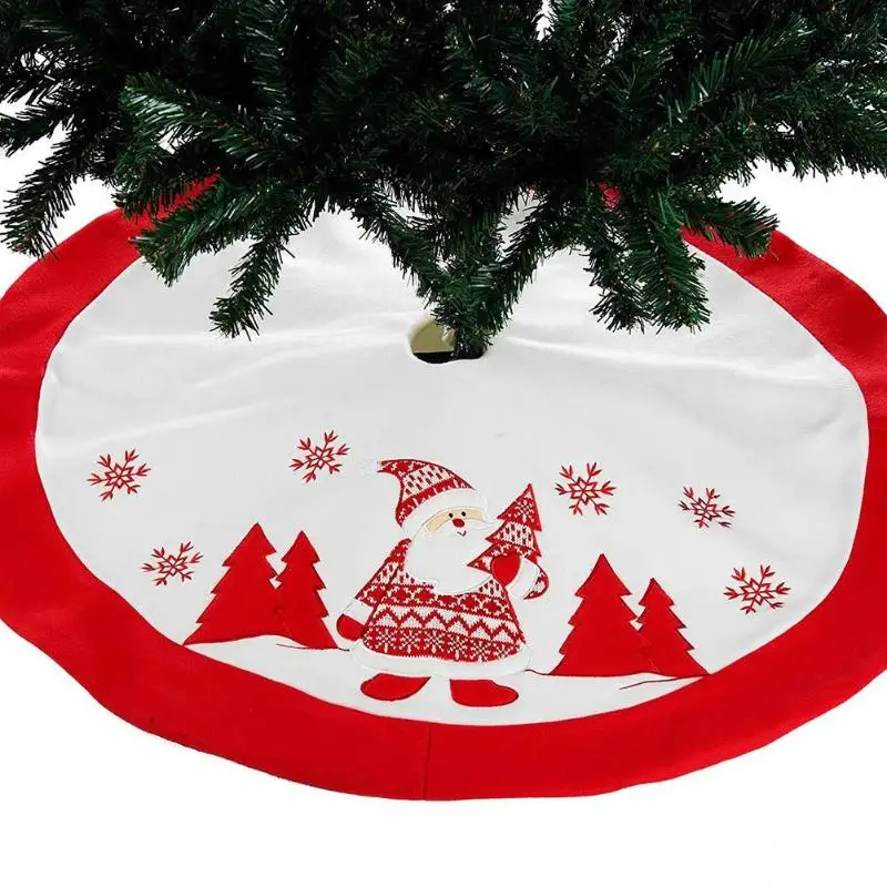 

Santa Claus Pattern Embroidered Christmas Tree Skirts Home Decor Christmas Tree Skirt for Holiday 2019 Xmas Supplies Decor