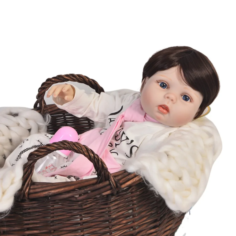 23 "57 см полная силиконовая кукла reborn baby doll новорожденная девочка bebes reborn может купать игрушку Кукла подарок boneca reborn силикон completa