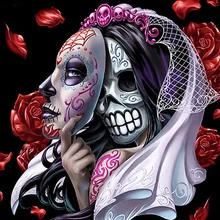 Алмазная картина на заказ череп Девушка Роза eigen foto икона Алмазная вышивка costura acessorios para costura футбол eid mubarak