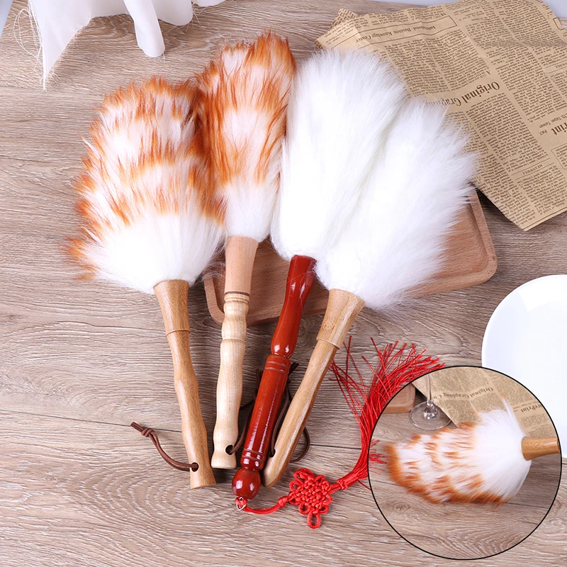 

Feather Brush Duster Anti-static Wool Dust Cleaning Tool Wood Handle Dusting Cleaning Brush Wool Duster Brush For Dust Broom