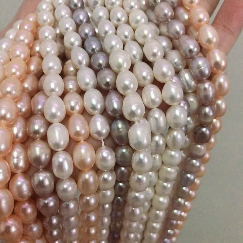 

Wholesale Natural Freshwater Irregular Thread Rice Shape Pearl Beads For Jewelry Making DIY Bracelet Necklace Strand 48cm