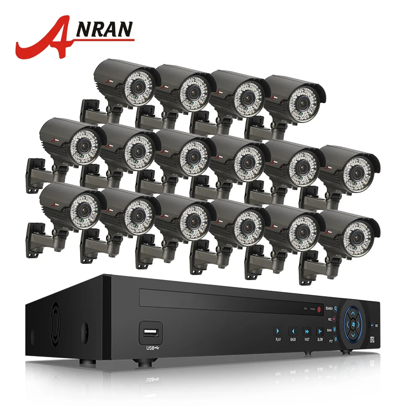 

ANRAN 16CH CCTV System H.264 NVR Network Video Surveillance System 1080P 2MP Varifocal Outdoor IR Network IP POE Camera Kit