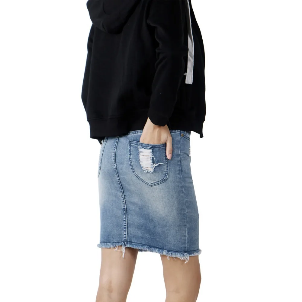 Wink Gal Сексуальная джинсовая юбка карандаш Винк Гал с разрезами, высокая талия