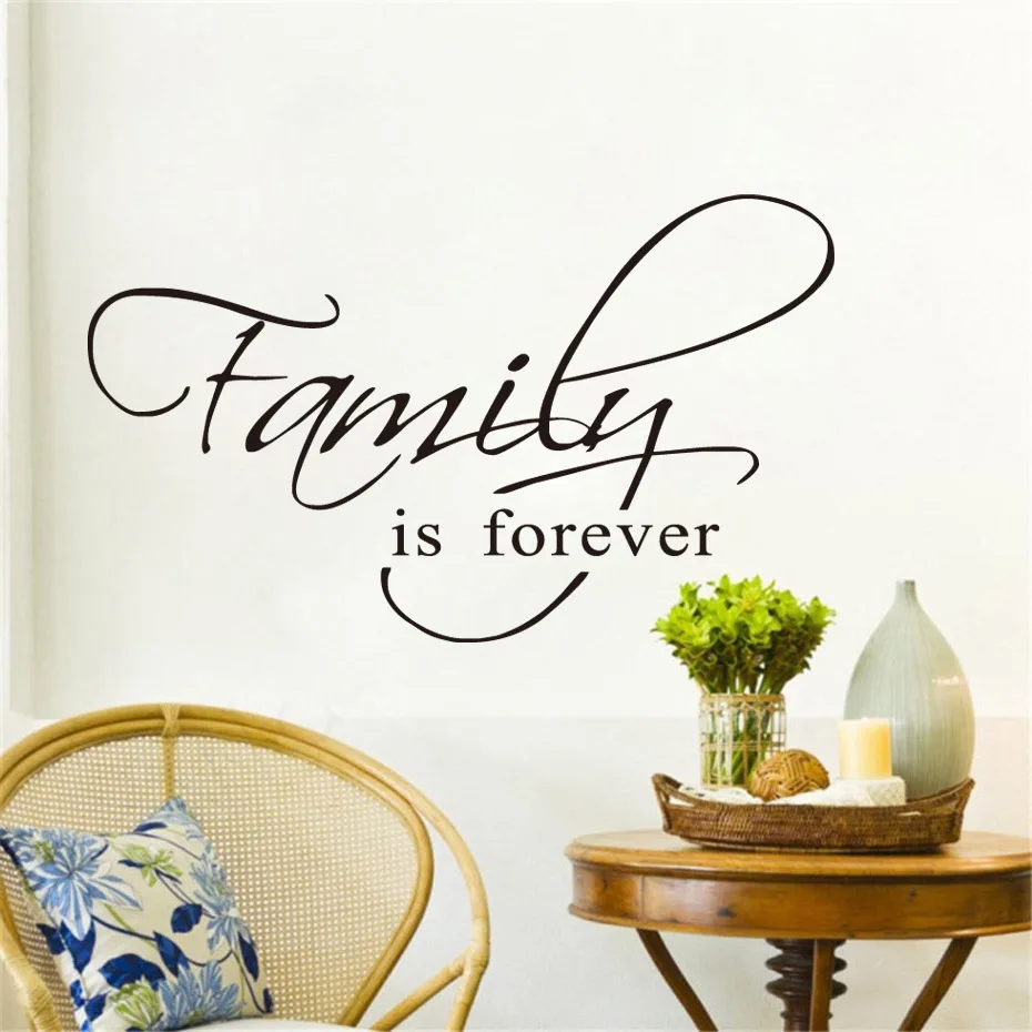 

Family Is Forever Quote Black Vinyl Wall Sticker Arts Home Decor Living Room DIY Wall Decals Home Decoration