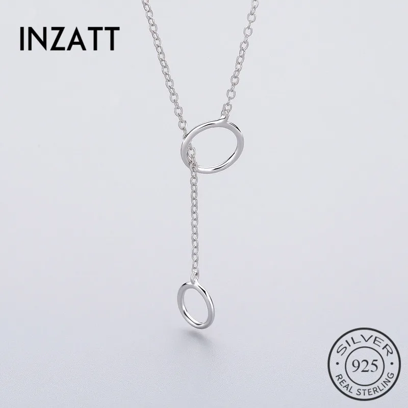 

INZATT Minimalist Geometric Round Tassel Sweater Chain Necklace 925 Sterling Silver For Charm Women Fashion Jewelry New Gift