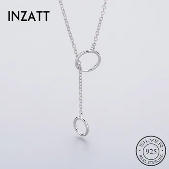 

INZATT Minimalist Geometric Round Tassel Sweater Chain Necklace 925 Sterling Silver For Charm Women Fashion Jewelry New Gift