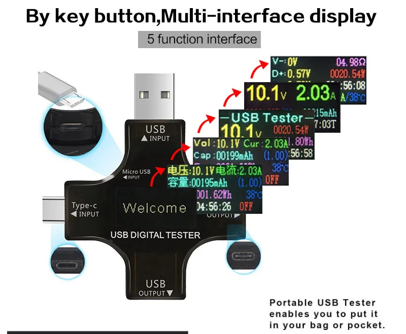 USB 3,0 тип-c USB тестер постоянного тока цифровой вольтметр амперитор напряжение измеритель тока Амперметр детектор банк питания индикатор зарядного устройства