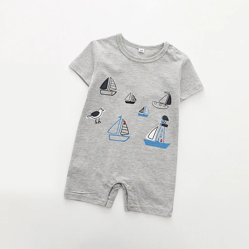 Летняя одежда для маленьких мальчиков, детские комбинезоны с короткими рукавами, хлопковая одежда для новорожденных девочек, комбинезон, Одежда для младенцев 1, 3, 9, 18 месяцев