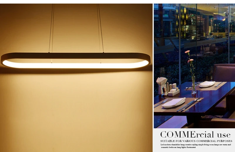 Modern Minimalism Oval Ring LED Pendant Lights Aluminum Acrylic Suspension Hanging Lamps For Dining Room Restaurant Office (2)