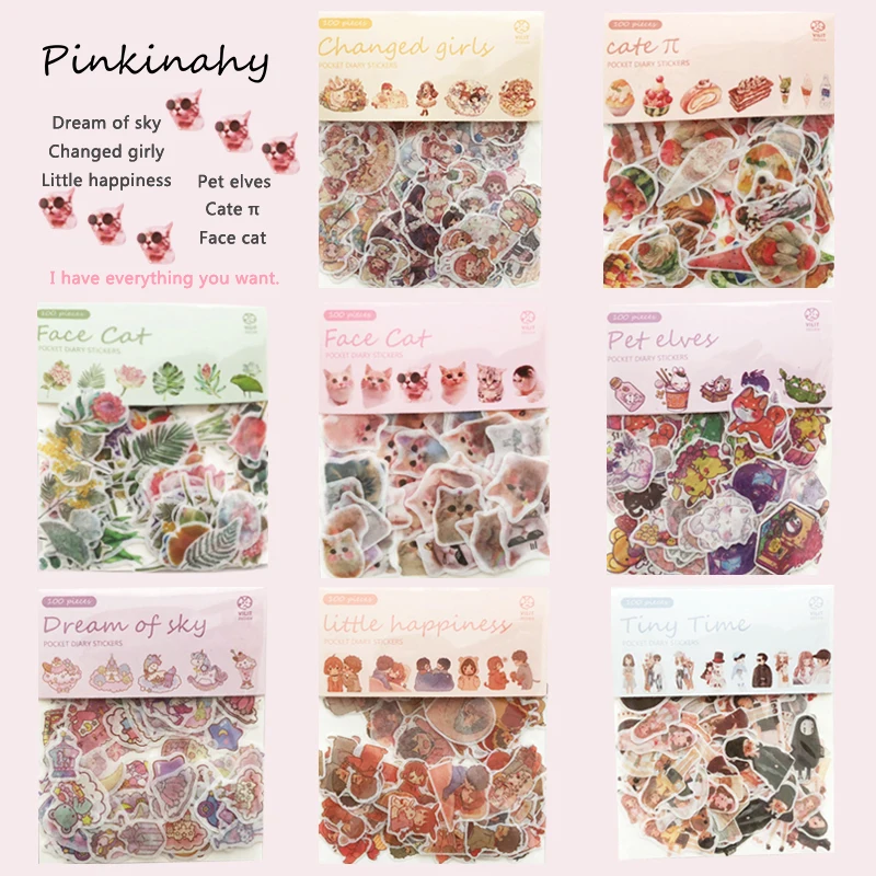 

100 Pcs/lot Cute Cats Japanese snacks girl paper sticker decoration DIY album diary scrapbooking label sticker kawaii stationery