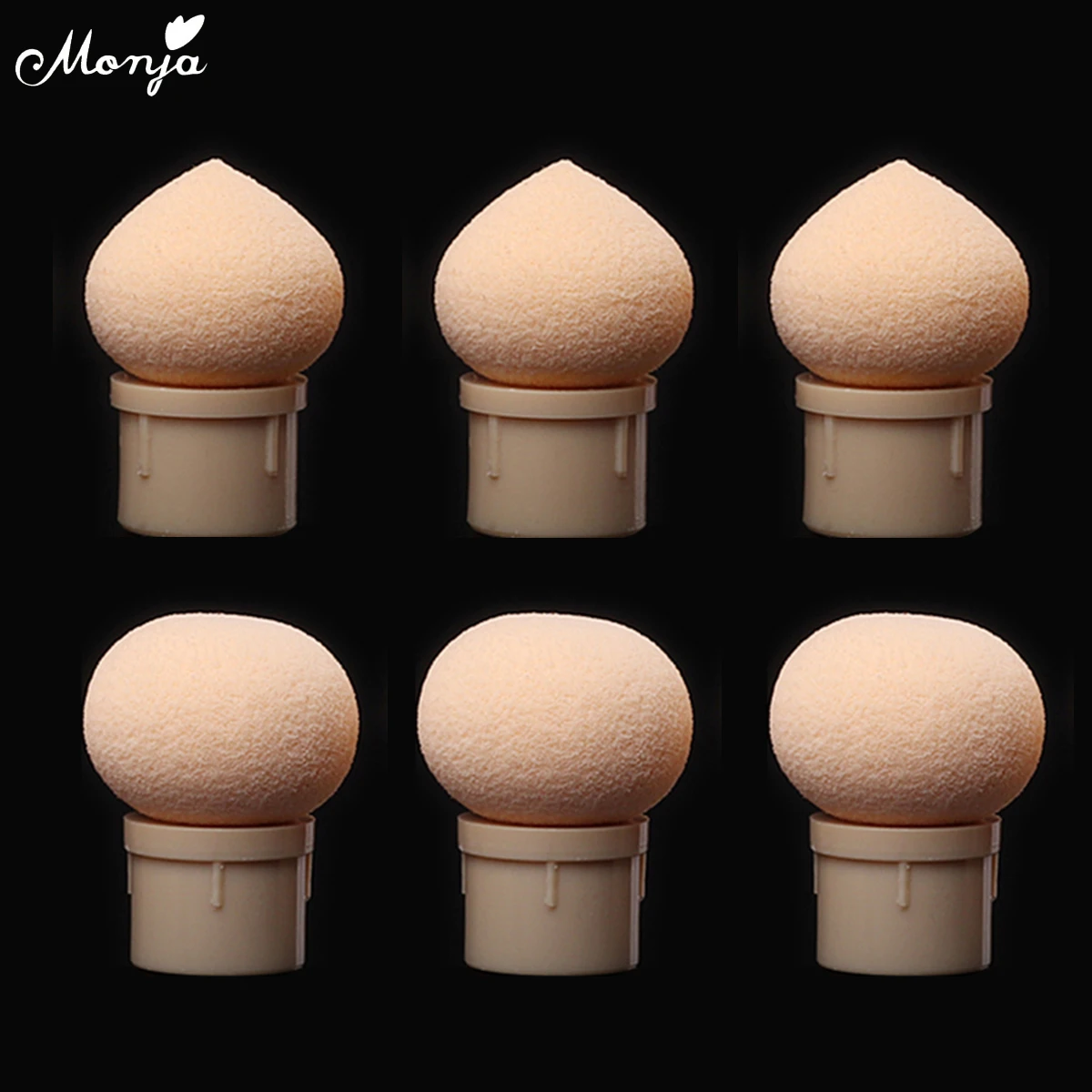 

Monja 6pcs/set Nail Art Gradient Gradual Blooming Design Transfer Shade Maker Round/Sharp Replace Sponge Heads Manicure Tool