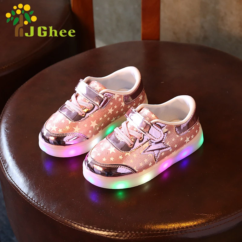 J Ghee nuevos niños zapatillas brillantes estrellas luminosas zapatos para niños niñas de 2 7 años de edad para niños zapatillas con luz LED|shoes for boys|sneakers withfor boys shoes -