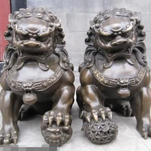 Xd 003286 Китай Народного Искусства Бронзовый Фэн-Шуй Хранитель Зло Дверь Bei Jing Фу Фу Собака Лев Пара