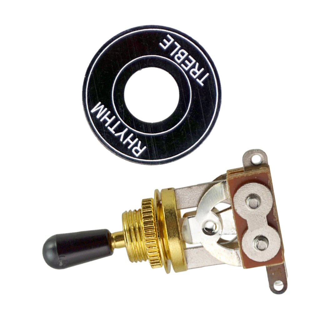 Brass Knob Guitar Switch 3-Channel Selector Toggle Guitar Switch Guitar with Rhythm Treble Washer Plate 