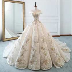 Luxury New Boat Neck Short Sleeve Appliques Luxury Beading Lace Wedding Dress For Bride Gowns Wedding Bridals Vestido De Noiva Luxury New Boat Neck Short Sleeve Appliques Luxury Beading Lace Wedding Dress For Bride Gowns Wedding Bridals Vestido De Noiva