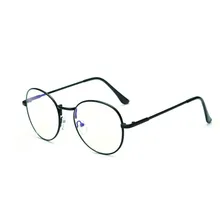 Классические анти-голубые лучи компьютерные очки круглая оправа из сплава черные очки для чтения прозрачные линзы очки для компьютерных игр