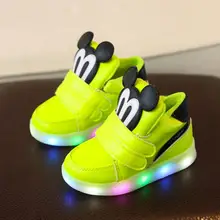 Children Casual Shoes With Light LED Boys Girls Sneakers Spring Cartoon Mouse Lighted Sport Shoes Fashion Luminous Boots