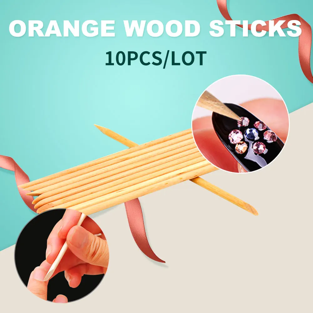 BlinkingNails Orange Wood Stick Cuticle Pusher Remover for Nail Art Push Knives with Skins Pushers 10pcs | Красота и здоровье