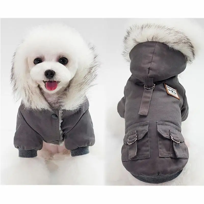 Зимнее теплое толстое пальто, одежда для маленьких собак, одежда для домашних животных, комбинезон с капюшоном, штаны, одежда, мягкая куртка для собак, S-L