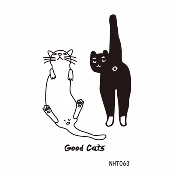 

Water Transfer Tattoo sticker good black white cats tatto Waterproof Temporary fake Tattoo for man woman kid 10.5*6cm