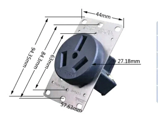 ZWET EVSE зарядка socket50 Amp 3-провод 125-250вольт черный 3 провода заподлицо 10-50A UL одобренный высокое качество