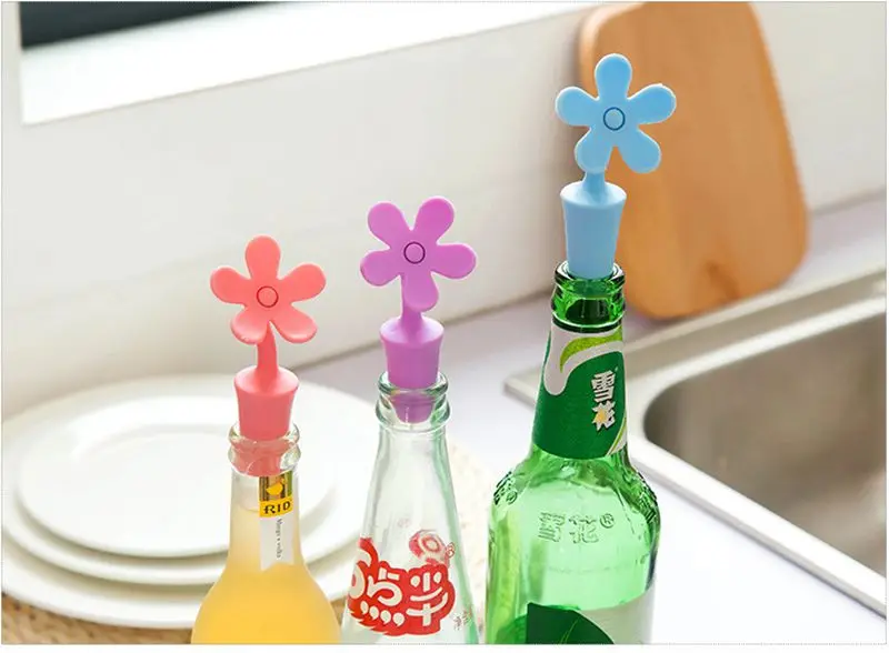 Creative Flower Design Bottle Stopper Colorful Silicone Wine Stopper Vacuum Sealed Champagne Drinks Bottle Caps Wine Pourer Stop