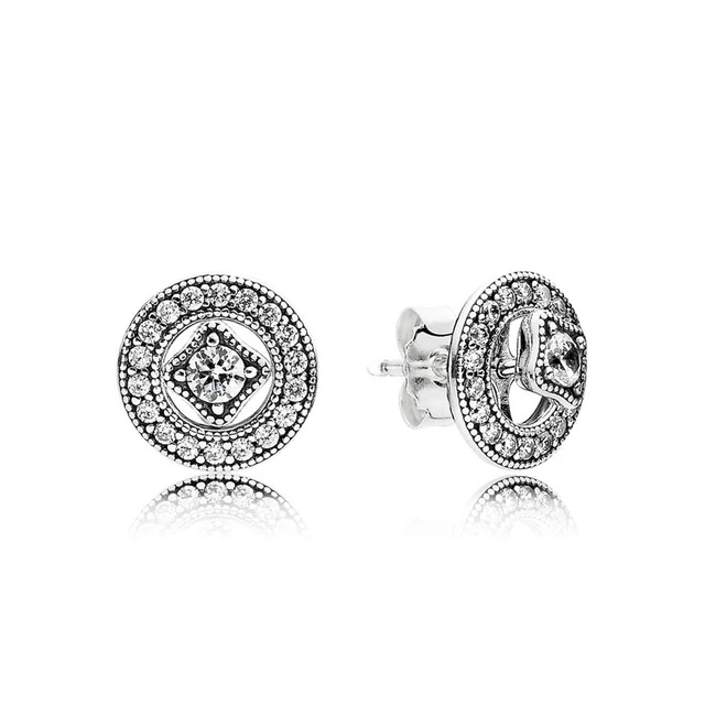 

Kristie 100% 925 Sterling Silver 1:1 Original Exquisite Style Noble VINTAGE ALLURE EARRINGS STUDS Jewelry 290721CZ