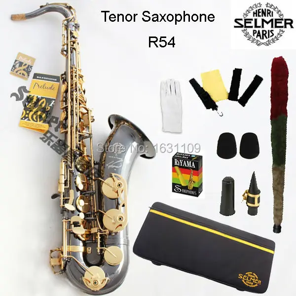 Best price at $350 Cheap Brand New Genuine France Selmer Tenor Saxophone R54 Professional B Black Nickel Gold Sax mouthpiece With Case and Accessories