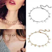 Новое поступление модный дизайн Женский Золотой Серебряный Регулируемый цепной чокер со звездой ожерелье для женщин ювелирные изделия подарки
