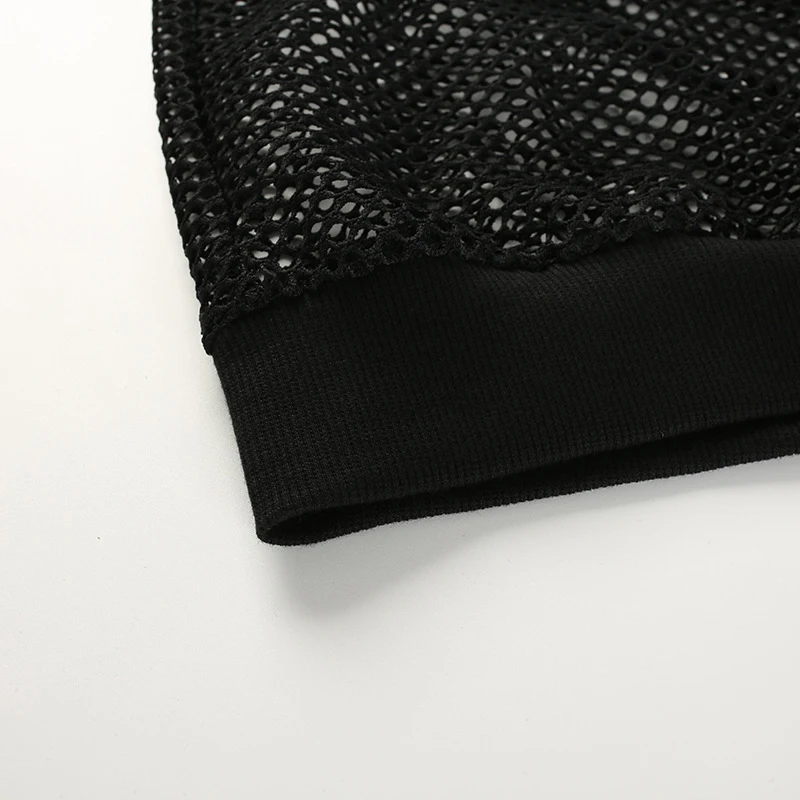 

Jacket Tops Coat Long Sleeve Zipper Mesh Net Black Net v neck hot sale black net