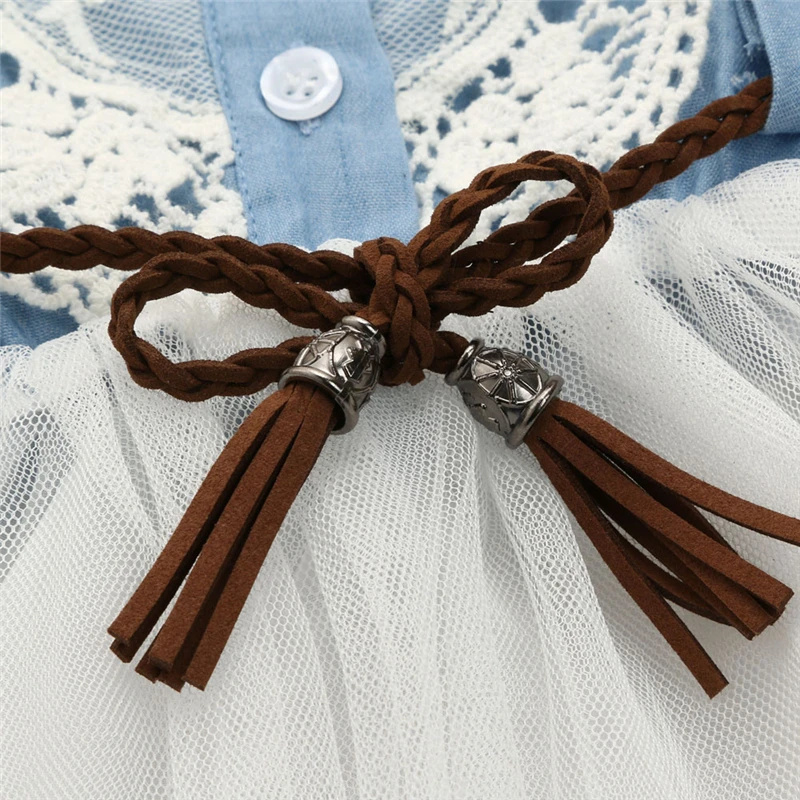  Baby Girls Summer Dress 2019 Toddler Baby Girls Denim Dress Lace Princess Tutu Dress Tuller Clothes Newborn Baby Clothe V8@ (9)