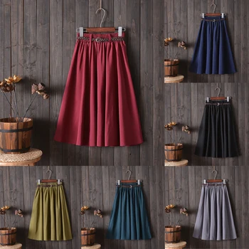 

Womens Skirt Retro Stretch High Waist Skater Flared Pleated Swing Leather Belt Skirt Summer Solid Color Fashion Skirt For Womens