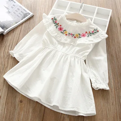 Hurave-new-2018-embroidery-Dress-Clothes-Children-full-Sleeve-clothing-Casual-cotton-ruffles-Baby-Girl-Denim
