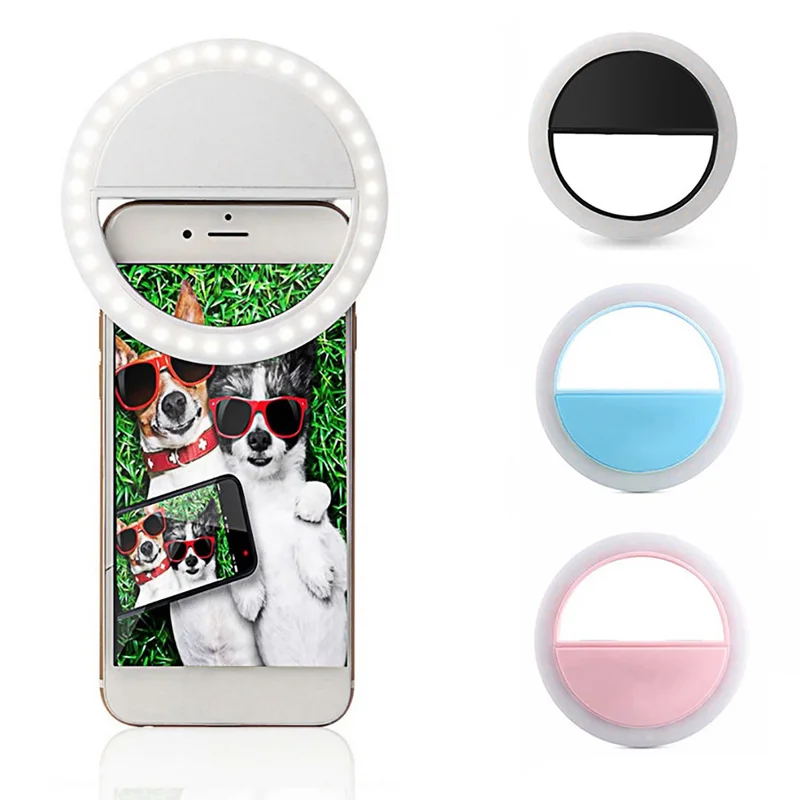 

LED Selfie Ring FlashLight Fit Dim Environment Self-timer Portable Light Tool Luminous Ring Clip for Any Cell Phones Tablets