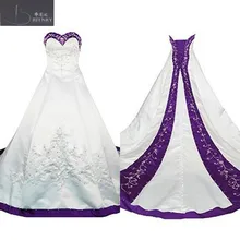 royal purple and white wedding dress