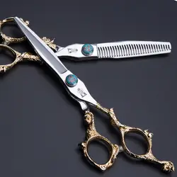 Золотой обезьяны ручки ножниц 6 "Парикмахерские японский 440C Сталь Ножницы для волос Профессиональный Высокое качество Парикмахерская Ножи