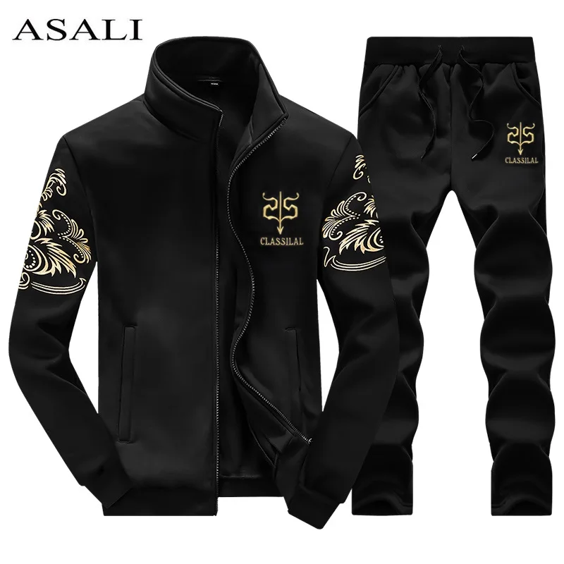 Tracksuit Men Set Winter 2PCS Collar Fleece Thicker Velvet sportsuit Casual Mens Suits Sweatshirt Men Tracksuit Set Sweat 4XL