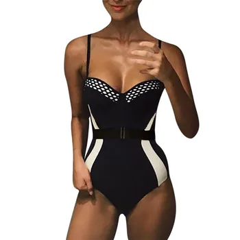 

Sexy Women Patchwork One-Piece Bikini Push-Up Pad Bra Swimwear Swimsuit Swimming Suit Biquini #1224 A#487
