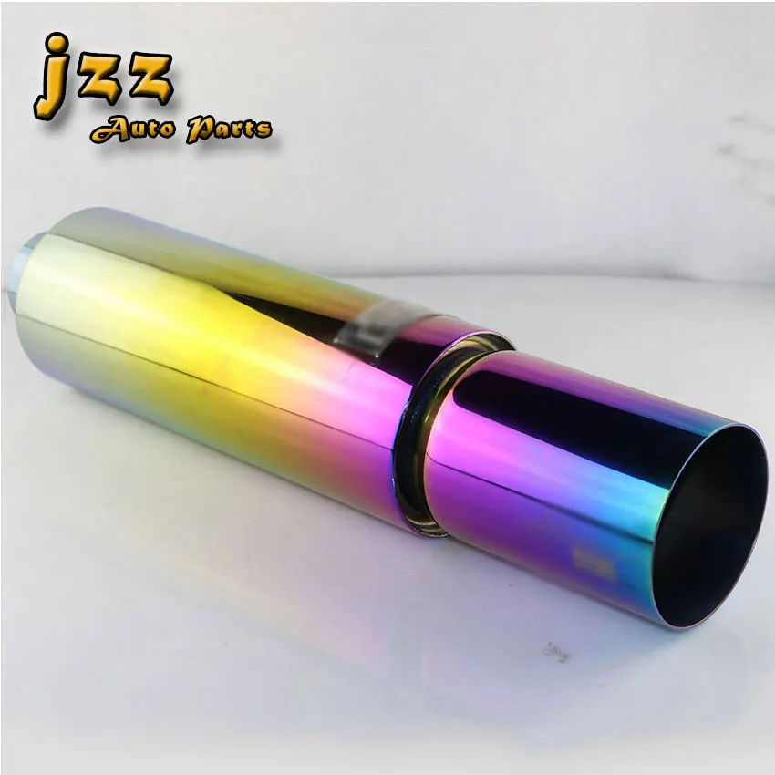 JZZ Universal rainbow colour straight cut car silencer exhaust muffler